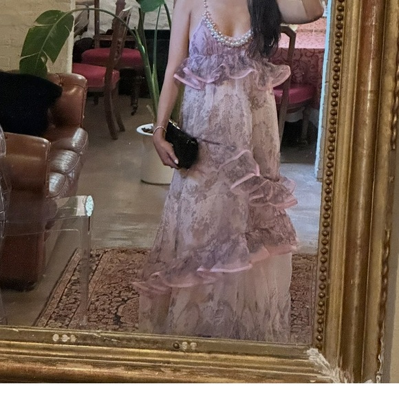 chinese dress ladies Crush Embellished Blouse & Flutter Maxi Style Set main image 1
